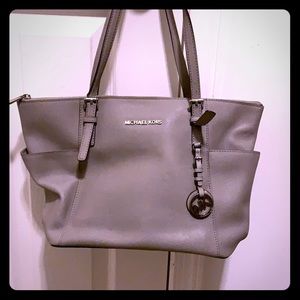 Gray Michael Kors shoulder bag/matching wallet